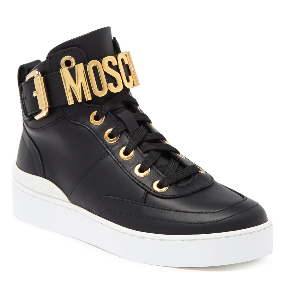 NEW Moschino Buckled High Top Sneaker